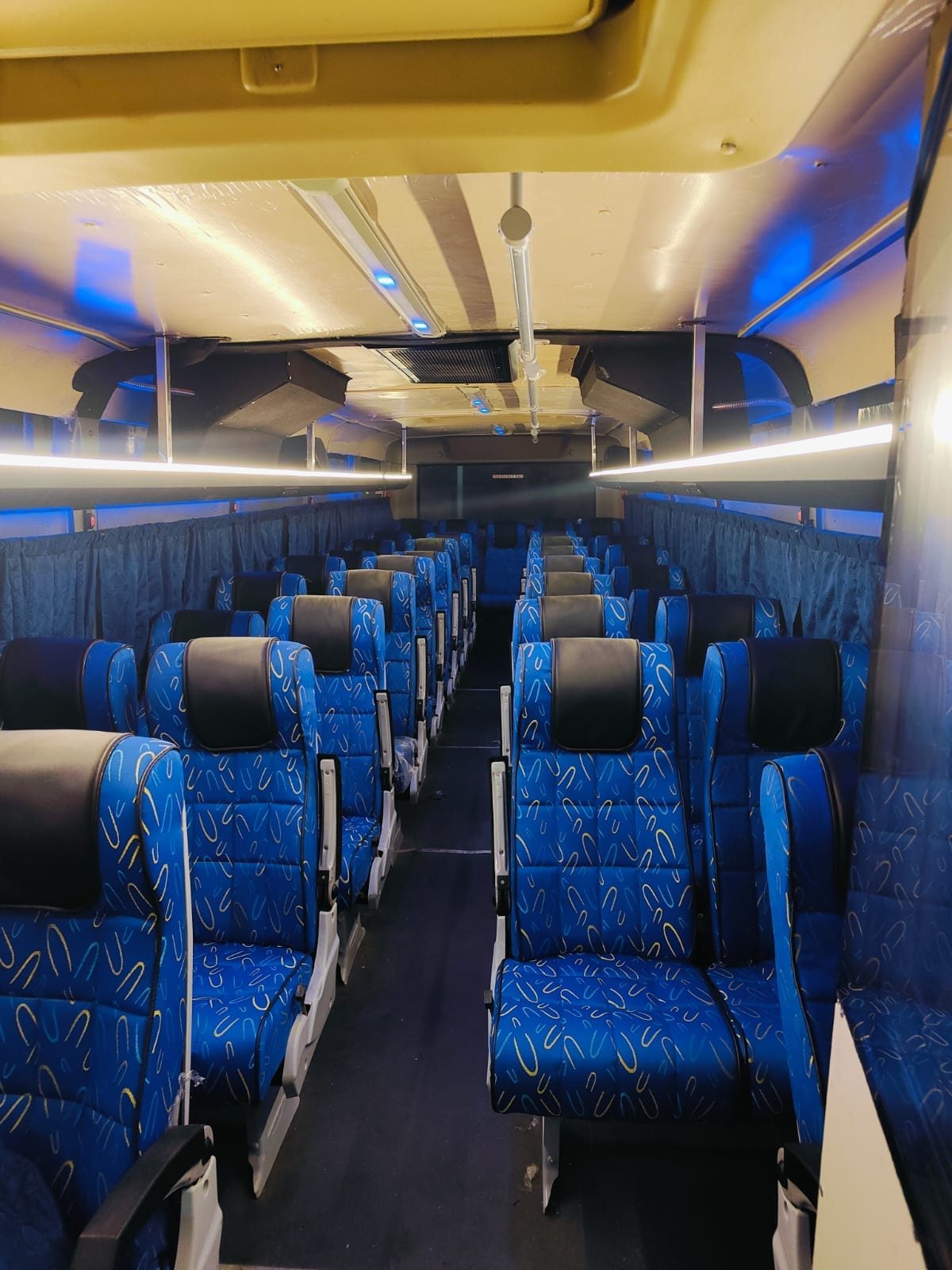 Interior of a Shri Vyankatesh Tours and Travels coach