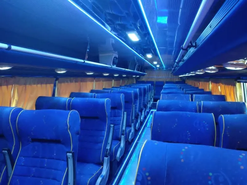 50 seater luxury coach interior with blue LED lighting, Shri Vyankatesh Tours and Travels